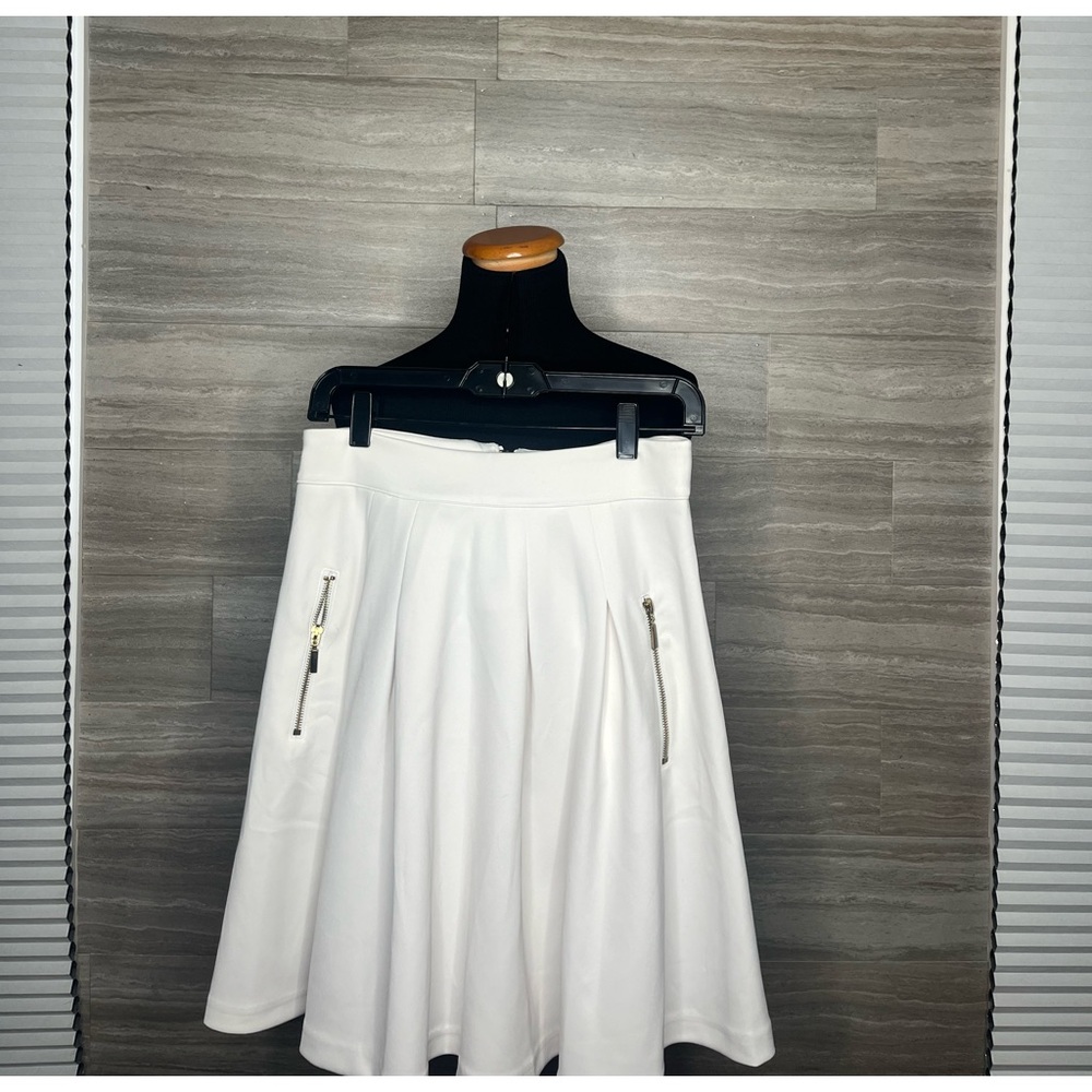 White Pleated A-Line Skirt